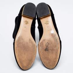 Pre Owned Charlotte Olympia Black Velvet Cat Embroidered Ankle Boots Size 38