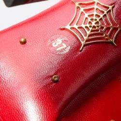 Charlotte Olympia Red Leather Studded Block Heel Platform Pumps Size 37