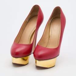 Charlotte Olympia Red Leather Dolly Platform Pumps Size 37