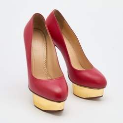 Charlotte Olympia Red Leather Dolly Platform Pumps Size 37