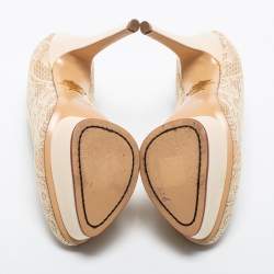 Charlotte Olympia Cream Lace Polly Platform Pumps Size 38.5