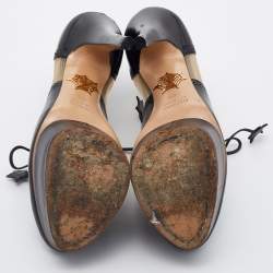 Charlotte Olympia Black Mesh and Leather Platform Ankle Booties Size 36