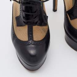 Charlotte Olympia Black Mesh and Leather Platform Ankle Booties Size 36