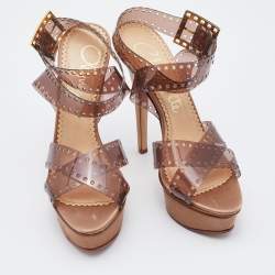 Charlotte Olympia Brown PVC Take 85 Film Strip Sandals Size 36