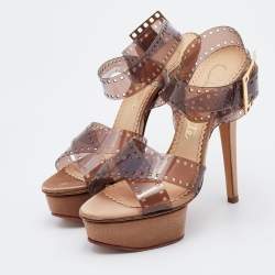 Charlotte Olympia Brown PVC Take 85 Film Strip Sandals Size 36