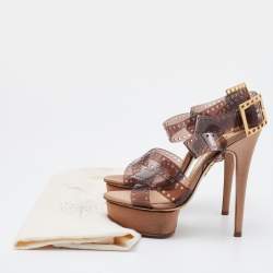 Charlotte Olympia Brown PVC Take 85 Film Strip Sandals Size 36