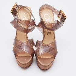 Charlotte Olympia Brown PVC Take 85 Film Strip Sandals Size 36