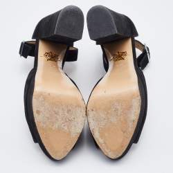 Pre Owned حذاء كعب عالي شارلوت أوليمبيا نعل سميك شريط للكاحل سويدي أسود مقاس 37.5