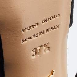 Pre Owned حذاء كعب عالي شارلوت أوليمبيا نعل سميك شريط للكاحل سويدي أسود مقاس 37.5