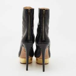 Pre Owned Charlotte Olympia Black Snakeskin Leather Boots Size 41