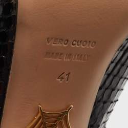 Pre Owned Charlotte Olympia Black Snakeskin Leather Boots Size 41