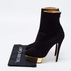 Charlotte Olympia Black Suede Platform Ankle Boots Size 41