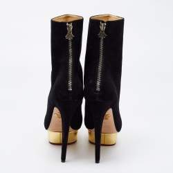 Charlotte Olympia Black Suede Platform Ankle Boots Size 41