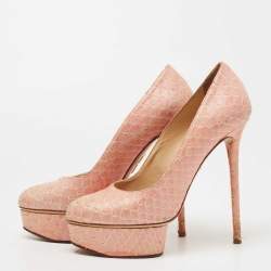 Charlotte Olympia Pink Python Priscilla Platform Pumps Size 37