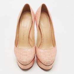 Charlotte Olympia Pink Python Priscilla Platform Pumps Size 37
