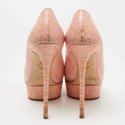 Charlotte Olympia Pink Python Priscilla Platform Pumps Size 37