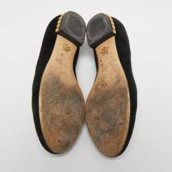Charlotte Olympia Black Suede Kitty Ballet Flats Size 35