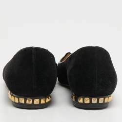 Charlotte Olympia Black Suede Kitty Ballet Flats Size 35
