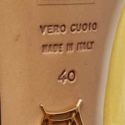 Pre Owned Charlotte Olympia Yellow Satin Platform Pumps Size 40