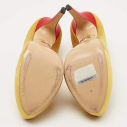 Pre Owned Charlotte Olympia Yellow Satin Platform Pumps Size 40