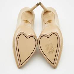 Pre Owned Charlotte Olympia Beige Canvas Crystal Embellished Pumps Size 37.5