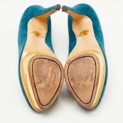 Charlotte Olympia Teal Suede Dolly Platform Pumps Size 40