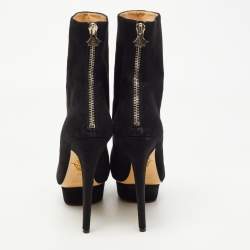 Charlotte Olympia Black Suede Platform Ankle Booties Size 38