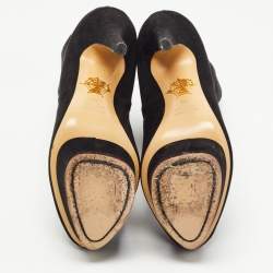 Charlotte Olympia Black Suede Platform Ankle Booties Size 38