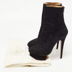 Charlotte Olympia Black Suede Platform Ankle Booties Size 38