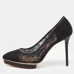 Charlotte Olympia Black Lace Debbie Platform Pumps Size 39