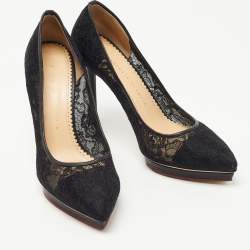Charlotte Olympia Black Lace Debbie Platform Pumps Size 39