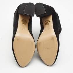 Pre Owned Charlotte Olympia Black Velvet Alba Ankle Boots Size 36.5