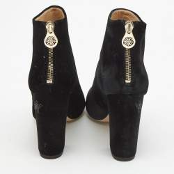 Pre Owned Charlotte Olympia Black Velvet Alba Ankle Boots Size 36.5
