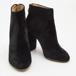 Pre Owned Charlotte Olympia Black Velvet Alba Ankle Boots Size 36.5
