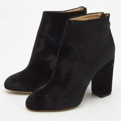 Pre Owned Charlotte Olympia Black Velvet Alba Ankle Boots Size 36.5