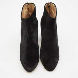 Pre Owned Charlotte Olympia Black Velvet Alba Ankle Boots Size 36.5