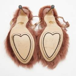 Pre Owned Charlotte Olympia Multicolor Leather and Fur Caress Me Peep Toe Sandals Size 39