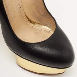 Charlotte Olympia Black Leather Dolly Platform Pumps Size 36.5