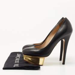 Charlotte Olympia Black Leather Dolly Platform Pumps Size 36.5