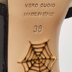 Charlotte Olympia Black Suede and Mesh Ooh Lala Print Ankle Strap Sandals Size 38