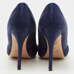 Charlotte Olympia Navy Blue Satin Debonaire Platform Pumps Size 40