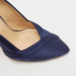 Charlotte Olympia Navy Blue Satin Debonaire Platform Pumps Size 40