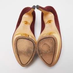 Pre Owned Charlotte Olympia Burgundy Suede Dolly Platform Pumps Size 40