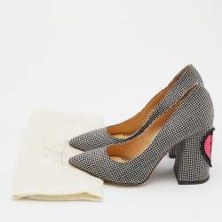 Charlotte Olympia Black/White Fabric Block Heel Pumps Size 38