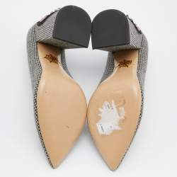 Charlotte Olympia Black/White Fabric Block Heel Pumps Size 38