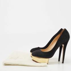 Charlotte Olympia Black Suede Dolly Pumps Size 39