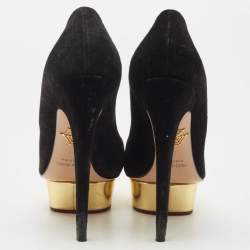 Charlotte Olympia Black Suede Dolly Pumps Size 39