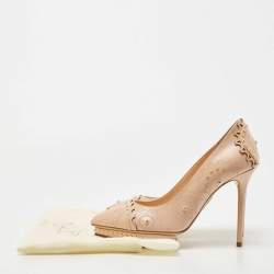 Pre Owned Charlotte Olympia Pink Leather Studded Platform Pumps Size 39