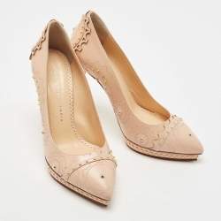 Pre Owned Charlotte Olympia Pink Leather Studded Platform Pumps Size 39