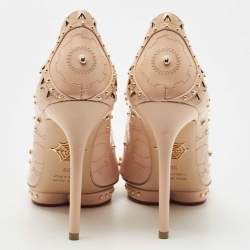 Pre Owned Charlotte Olympia Pink Leather Studded Platform Pumps Size 39